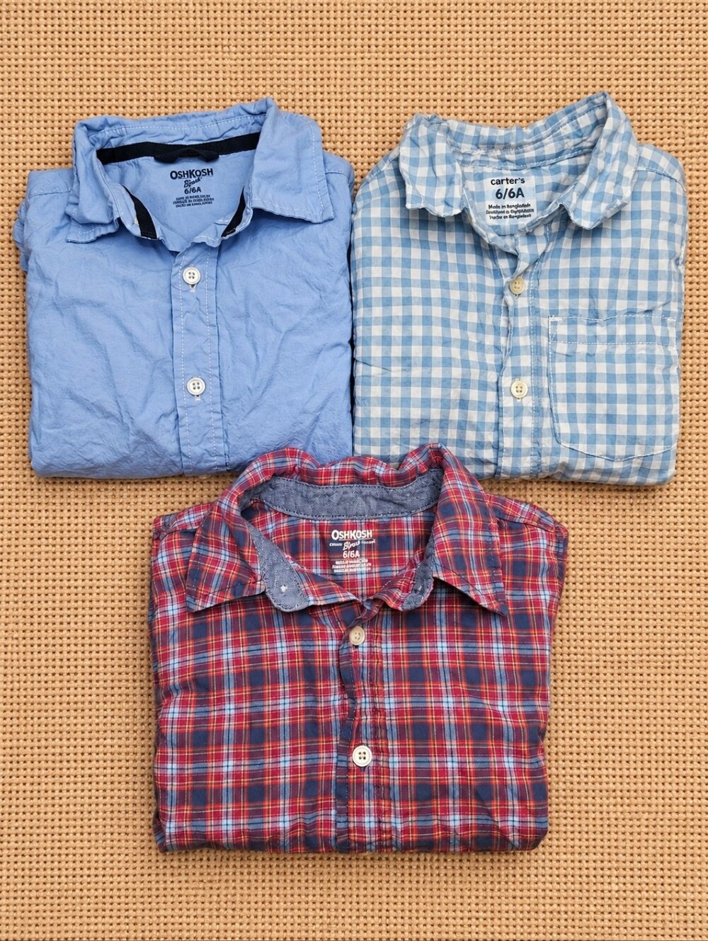 OshKosh Carters 6 6A Boys Long Sleeve Button Down Shirt Lot of 3